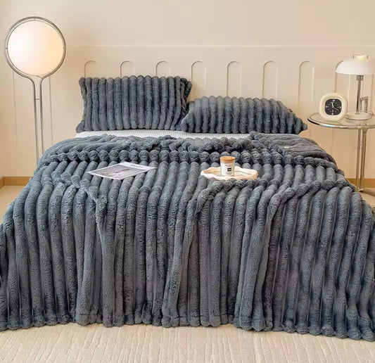Solid Thickened Wide Striped Flannel Multifunctional Blanket, Can Be Used As Bed Sheet Cover Blanket, Sofa Blanket,nap Blanket