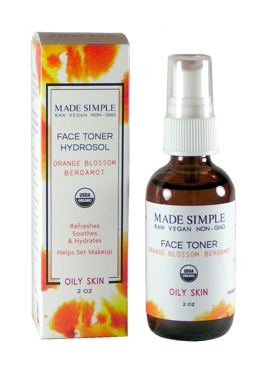 Orange Blossom Bergamot Face Toner for Oily Skin - Certified Organic, Vegan & Cruelty-free